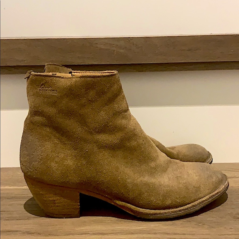 Camel suede boots